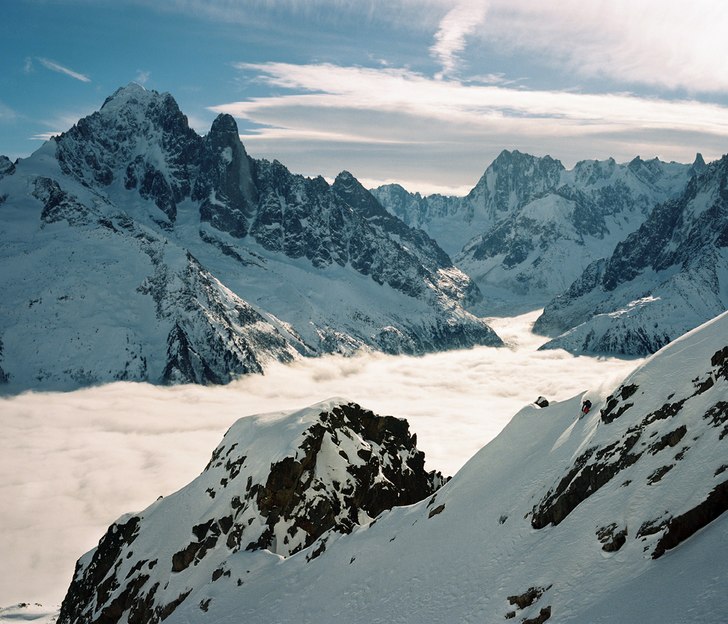 Tagen i Chamonix med Aiguille Verte och Grand Jora. Photo: Rikard Lindby (rikardlindby.com). Rider: Oskar Lindby.