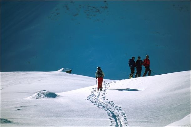 Ullis glider framemot polarna Uffe, Johan och Hele. Photo: David Elmfeldt.