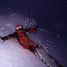 A ski after dinner makes room for drinks at the ba. Photo: Yves Garneau. Rider: Nicolas Falquet.