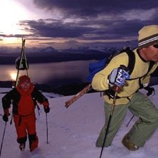 Hiking under the midnight sun in Narvik Norway,  P. Photo: Yves Garneau. Rider: Phil and Nicolas.
