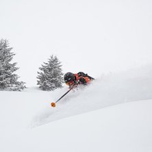 Jonte shredding down the hill, Verbier, Schweiz..