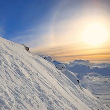 Topptur upp framsidan av Vassichokka.
Utsikt mot .